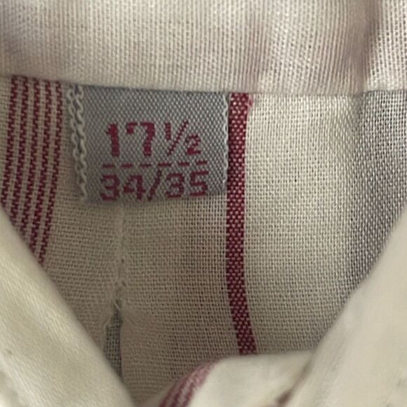 Cambridge Mens Button‎ Down Shirt Striped Long Sleeve Red White 17.5 / 34/35 - Picture 5 of 5